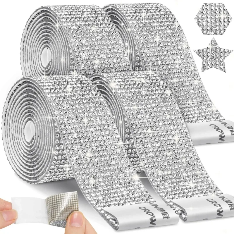 Hotfix Rhinestone Sheet - 自己粘着ステッカーラインストーングリッタークリスタルリボンダイヤモンド宝石ステッカー DIY 靴服家の装飾美術工芸品