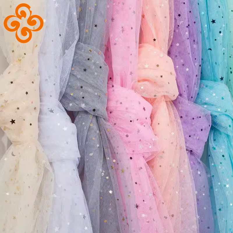 Crystal Mesh Fabric - 100x150cmプリンセスチュール生地、子供用チュチュドレス縫製用、スターメッシュ生地、DIYカラフルウェディング背景装飾用