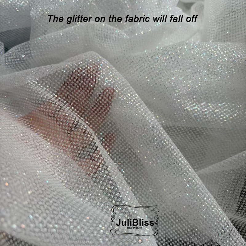 きらめく白いグリッターチュール生地、マルチカラーのスパークル - Sequin Fabric Panel のレビューと価格