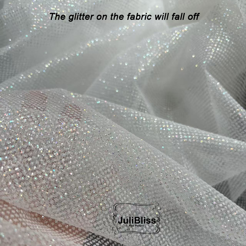 きらめく白いグリッターチュール生地、マルチカラーのスパークル - Sequin Fabric Panel のレビューと価格