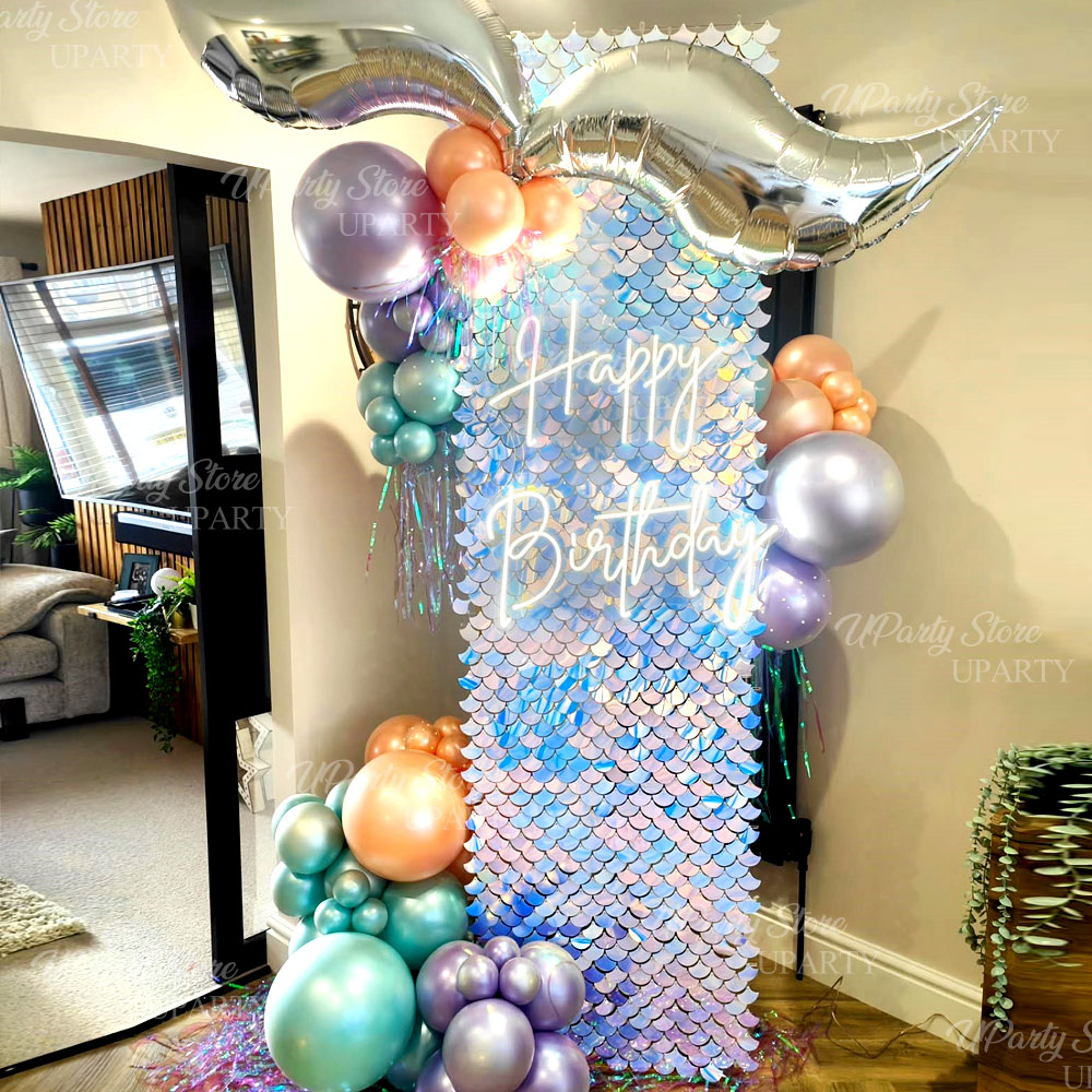 12個入り マーメイドスパンコールウォールパネル 玉虫色のシ - Sequin Fabric Panel のレビューと価格