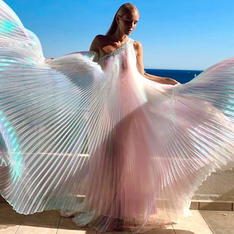 オルガンプリーツ生地幻想的な色クリエイティブファッションデザ - Crystal Mesh Fabric のレビューと価格