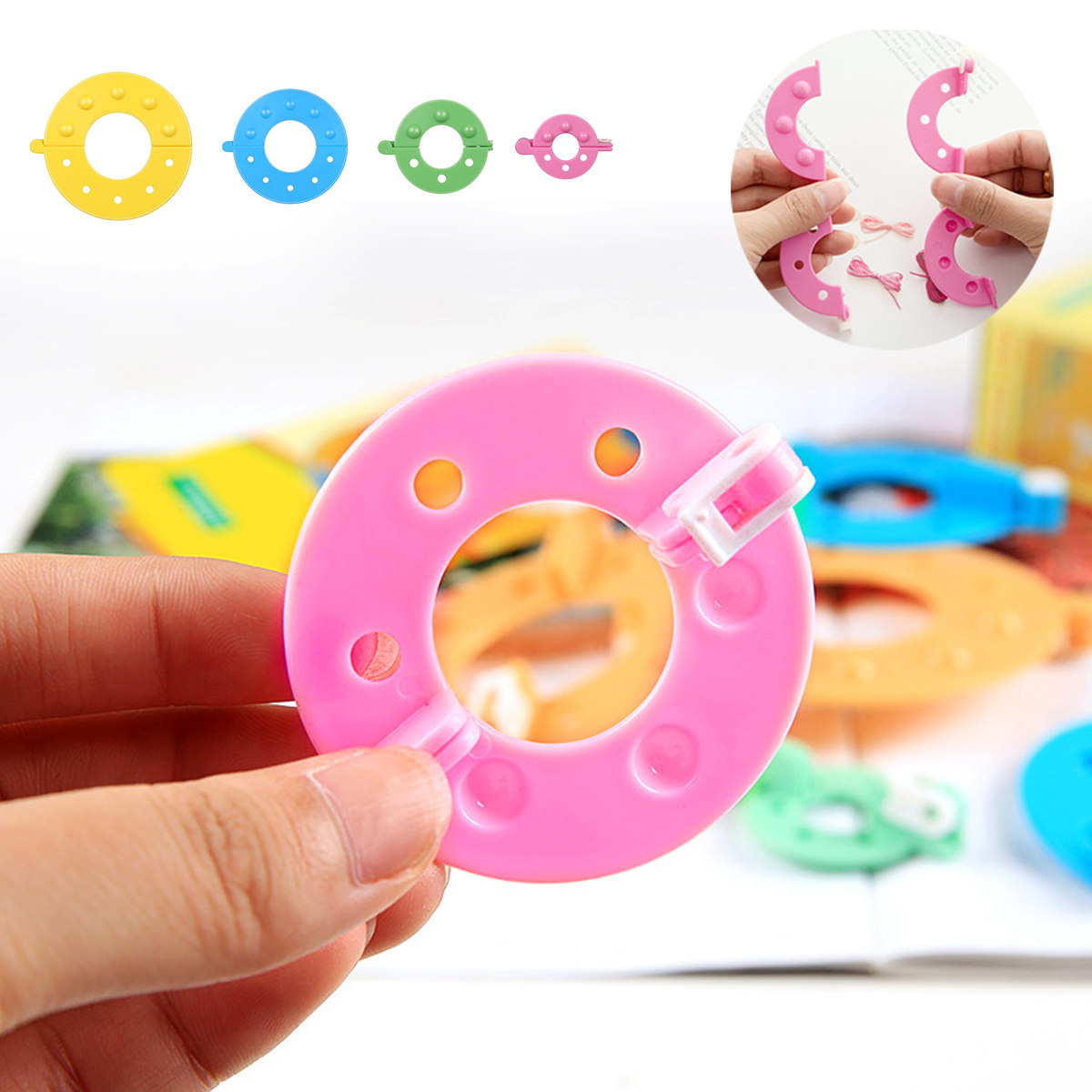 8個入り、4種類のサイズのポンポン作成キット。毛糸や紐を使っ - Pom Pom Maker Tool のレビューと価格