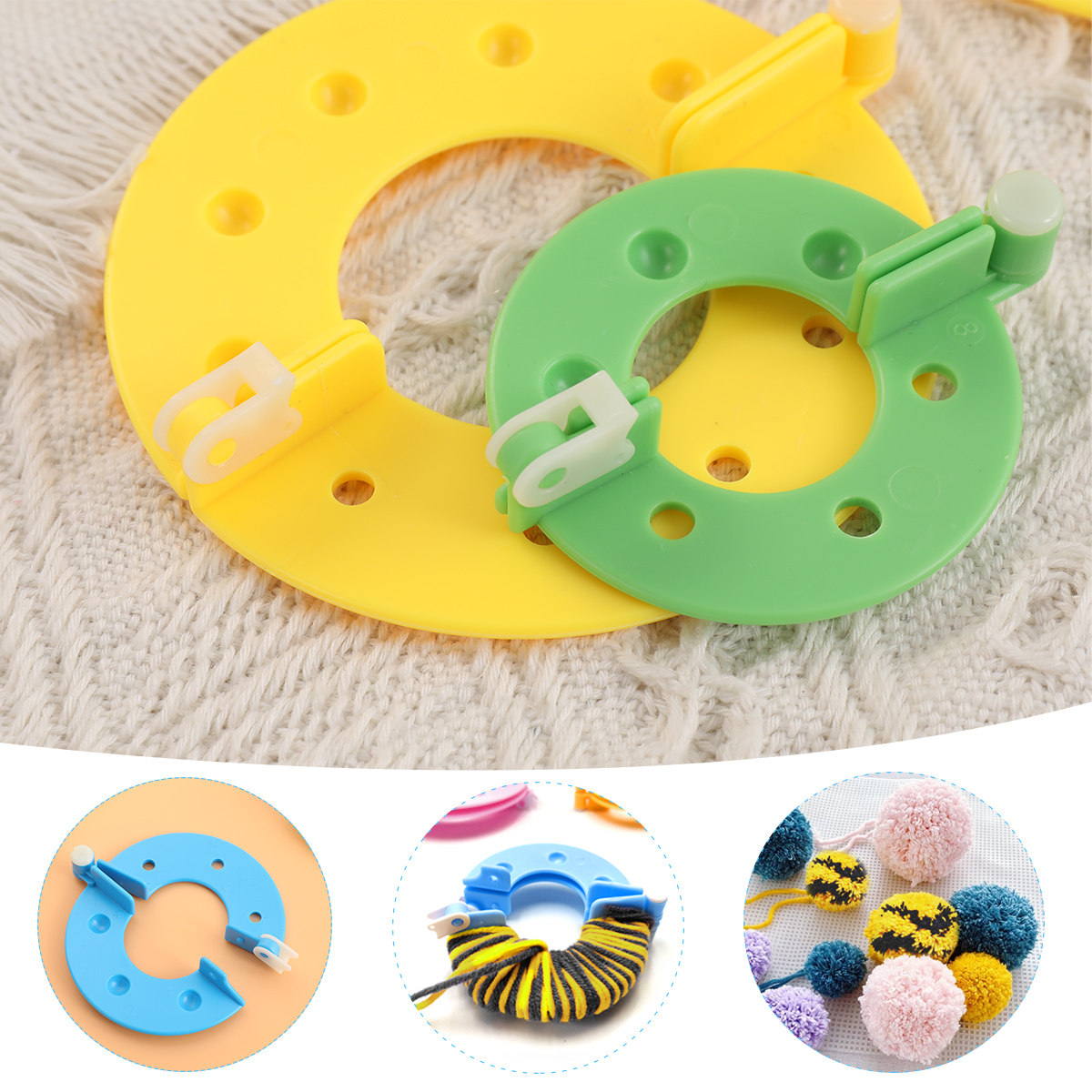 8個入り、4種類のサイズのポンポン作成キット。毛糸や紐を使っ - Pom Pom Maker Tool のレビューと価格