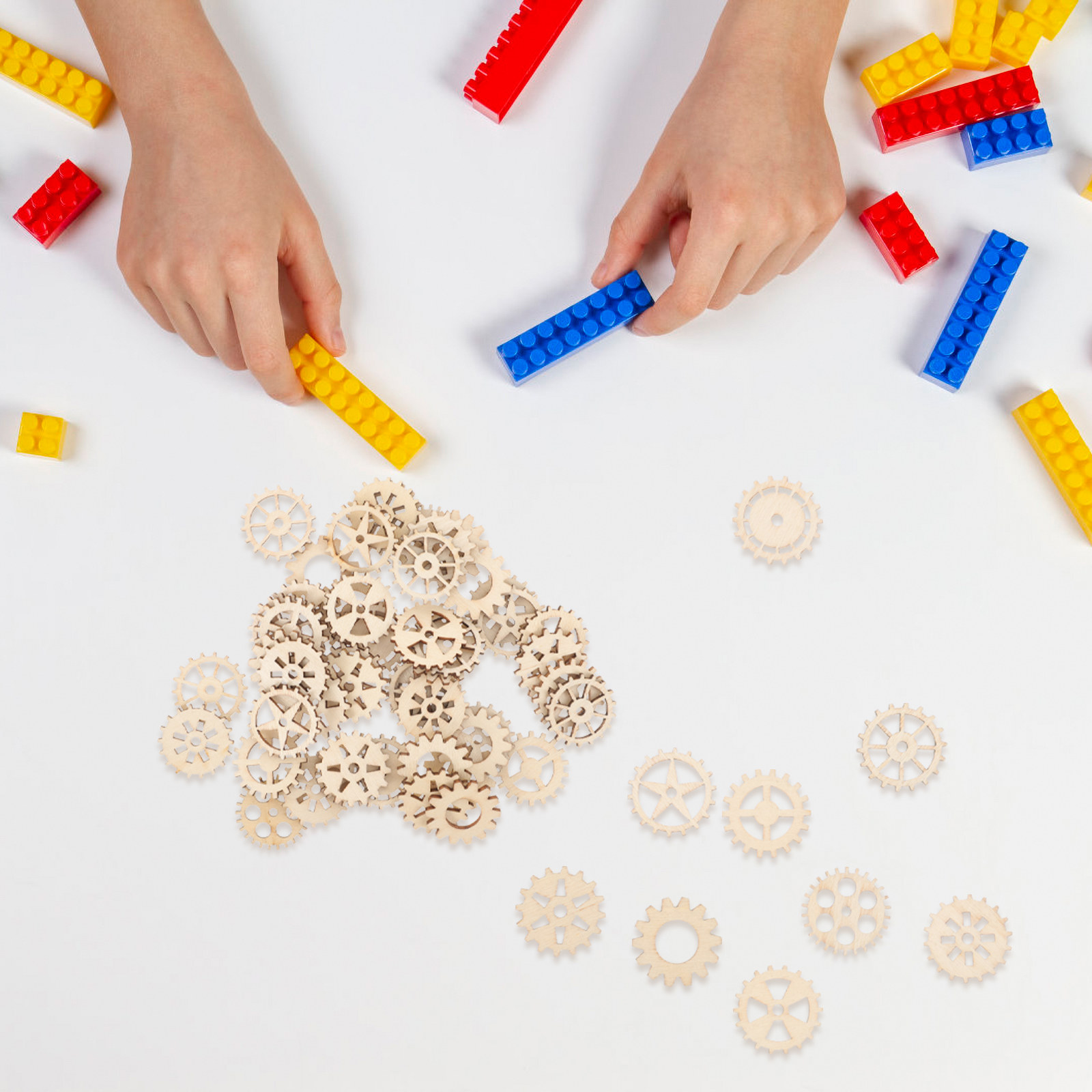 100個 木製ギア クラフトパーツ 装飾品 DIY 子供向け - Embellish Craft のレビューと価格